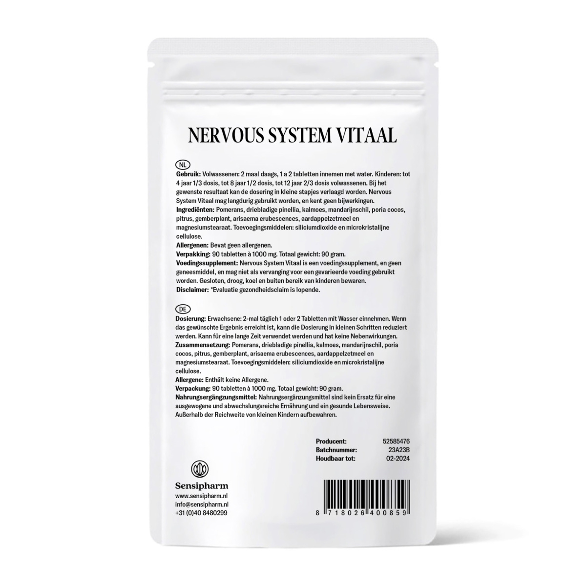 Nervous System Vitaal - 1000 mg. 90 tabl.