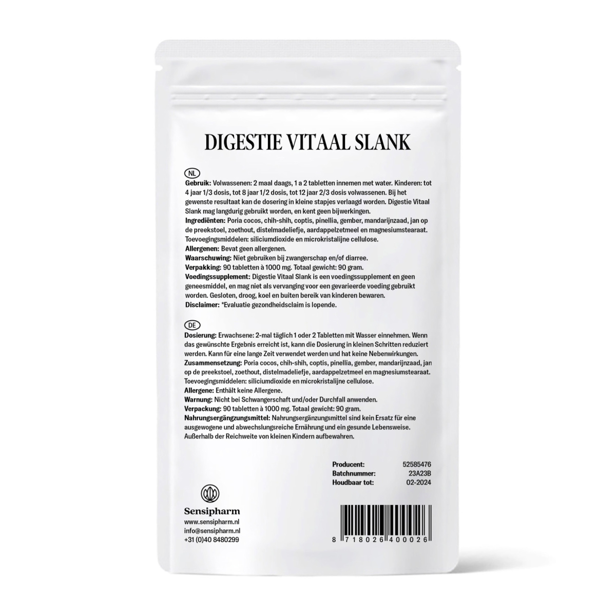 Digestie Vitaal Slank - 1000 mg. 90 tabl.