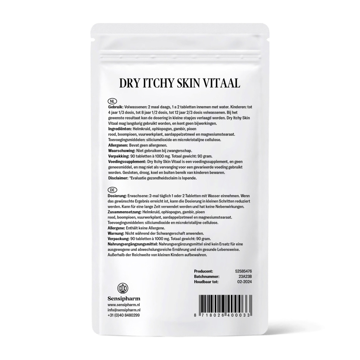 Dry Itchy Skin Vitaal - 1000 mg. 90 tabl.