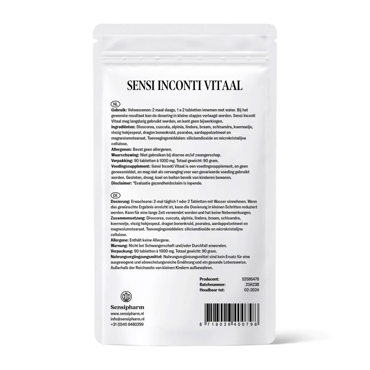 Sensi Inconti Vitaal - 1000 mg. 90 tabl.