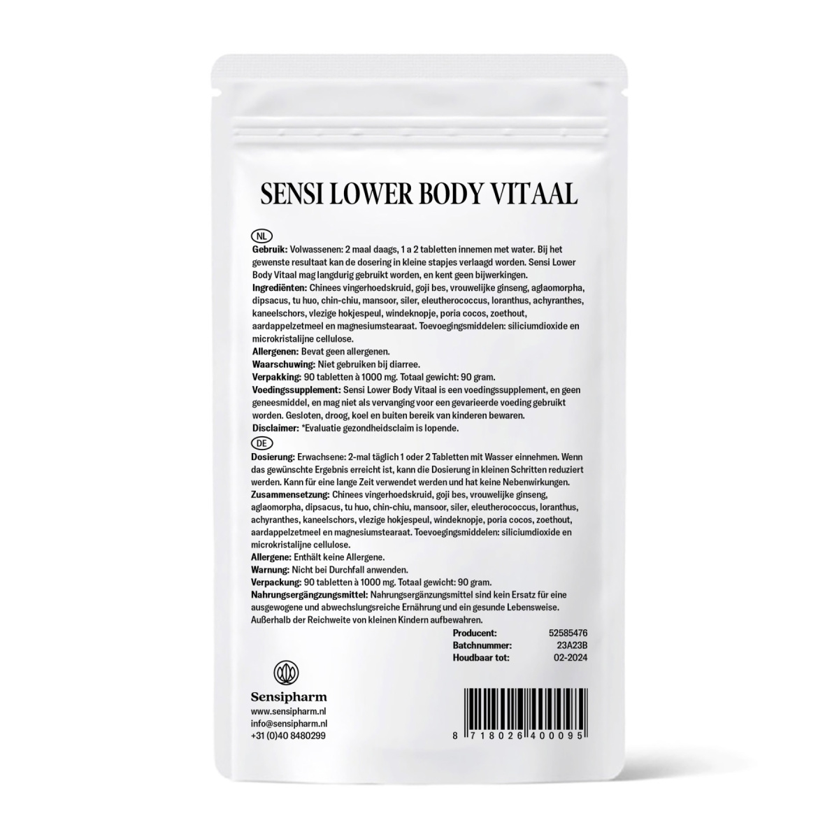 Sensi Lower Body Vitaal - 1000 mg. 90 tabl.