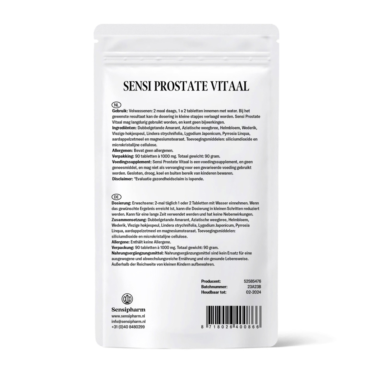 Sensi Prostate Vitaal - 1000 mg. 90 tabl.