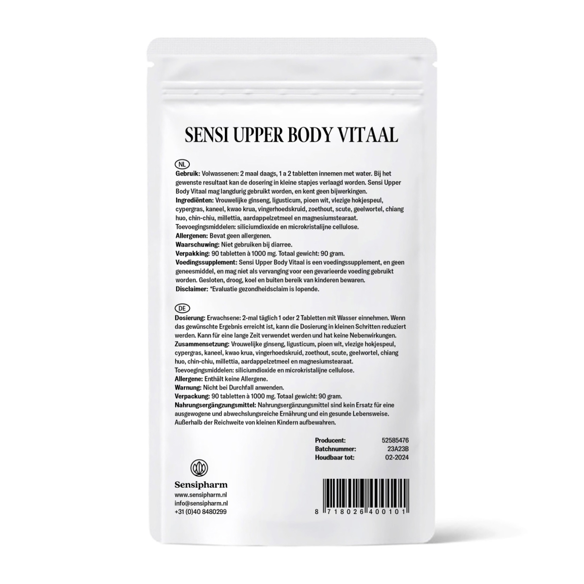 Sensi Upper Body Vitaal - 1000 mg. 90 tabl.